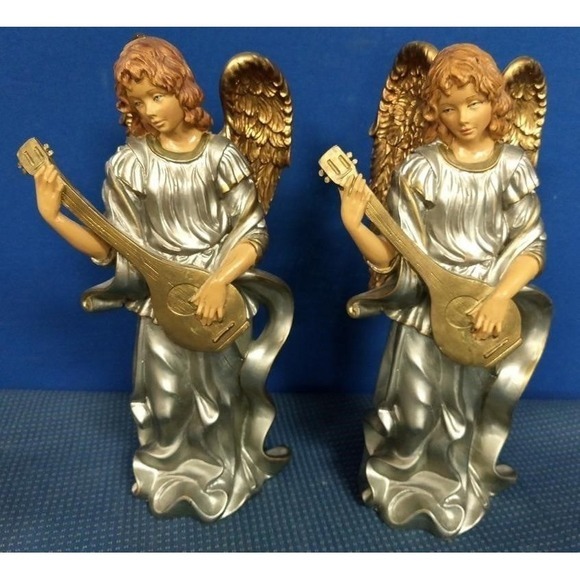 Angel Figurines Set of‎ 2 Musical Angels with Wings Home Decor 12 Inches - Picture 1 of 6